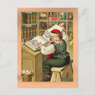 "Liste des Weihnachtsmanns" Vintag Feiertagspostkarte