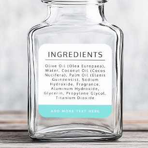 Liste d'ingrédients bleu et blanc Aqua étiquette