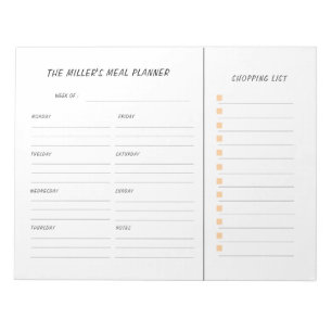 Liste für Speisen und Lebensmittel Notizblock