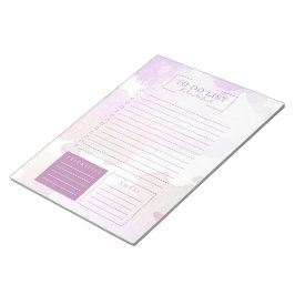 Liste von Notepad mit lila Pfirsichfarben Notizblock