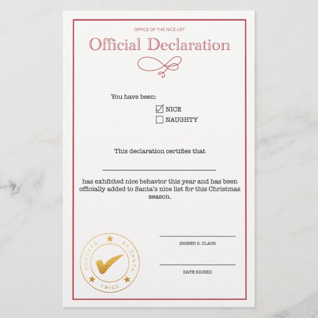 Liste von Santa Nice (Vorderseite)