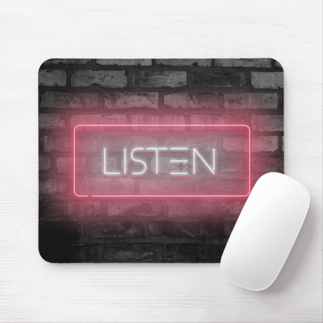 LISTEN Pink Neon Signing Mouse Pad Mousepad (Mit Mouse)