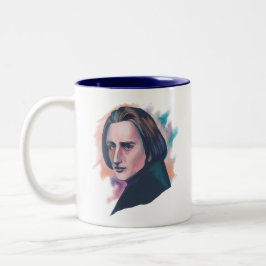 Liszt Wasserfarben-Porträtzitat  Zweifarbige Tasse