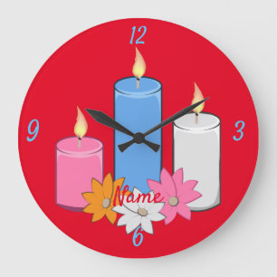 Lit Candle Blume Thunder_Cove Große Wanduhr
