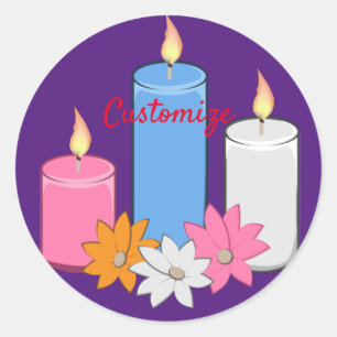 Lit Candle Blume Thunder_Cove Runder Aufkleber