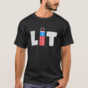 Lit Firecracker 4. Juli USA Flag Patriotic USA T-Shirt