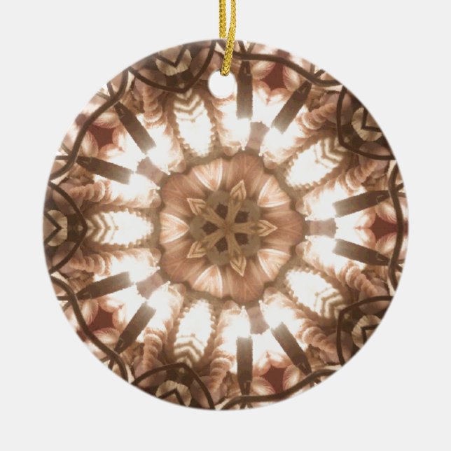Lit Frohe Weihnachtsbaum Lights Kaleidoskop Kunst Keramikornament (Vorne)