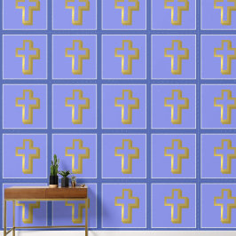 Lit Golden Cross Christlich auf Lavender & Iris Bl Tapete