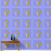 Lit Golden Cross Christliches Muster, Lavender Blu