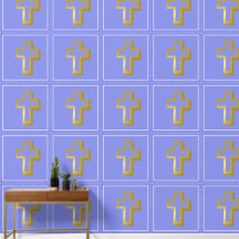 Lit Golden Cross Christliches Muster, Lavender Blu