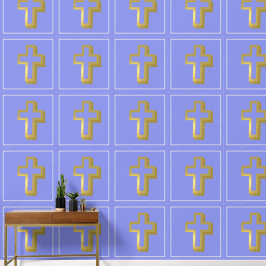 Lit Golden Cross Christliches Muster, Lavender Blu Tapete