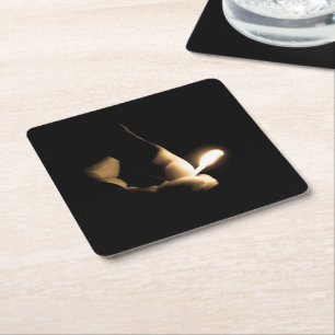 Lit Match Rechteckiger Pappuntersetzer