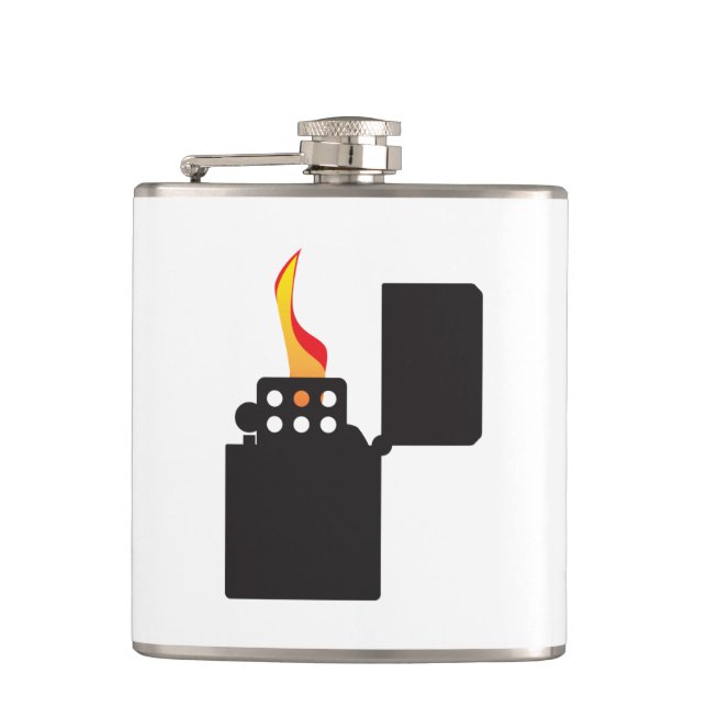 Lit Open Cigarette Lighter Flachmann (Vorderseite)