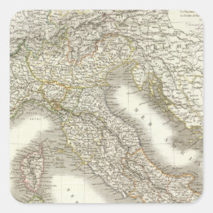 L'Italie - Italien Karte Quadratischer Aufkleber
