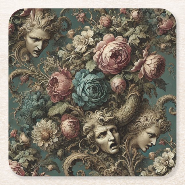 Litany of Aristocrats – Gothic Floral Design Rechteckiger Pappuntersetzer (Vorderseite)