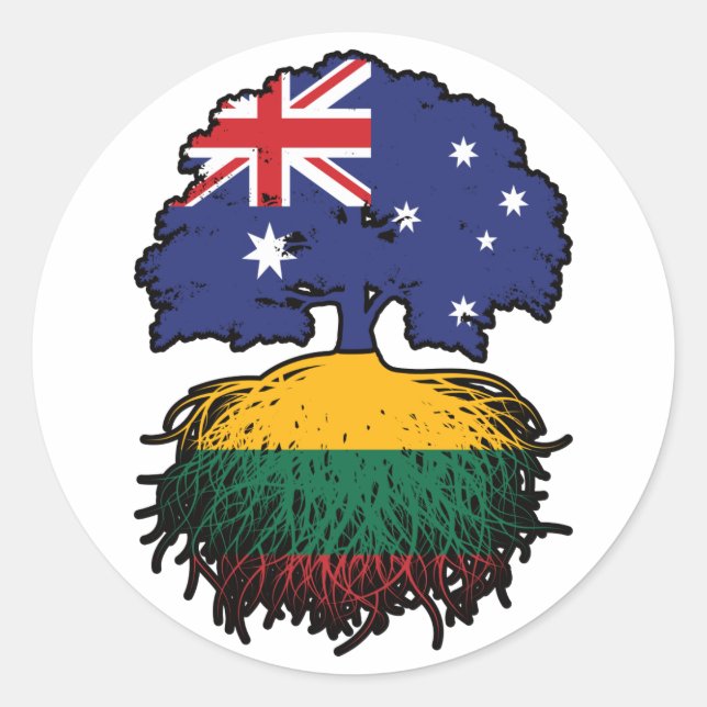 Litauen Australischer Tree Runder Aufkleber (Vorderseite)