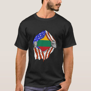 Litauen-Flagge USA Amerika Brust litauischer Stolz T-Shirt