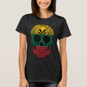 Litauen-Flagge Zucker-Schädel Litauisch Vintage T-Shirt