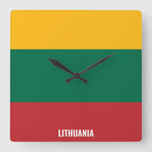 Litauen Flaggen Dazzling Patriotic Quadratische Wanduhr