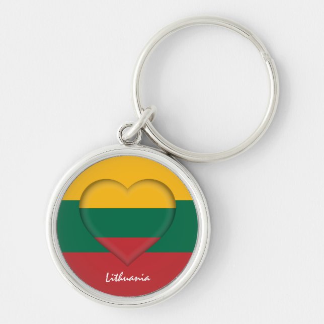 Litauen & Herz, litauische Flaggenmode /sport Schlüsselanhänger (Vorne)
