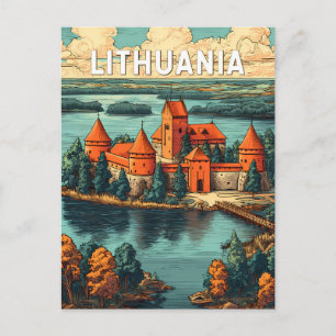 Litauen Illustration Reise Kunst Vintage Postkarte