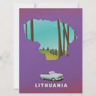 Litauen Illustrierte Reiselandkarte Poster Einladung