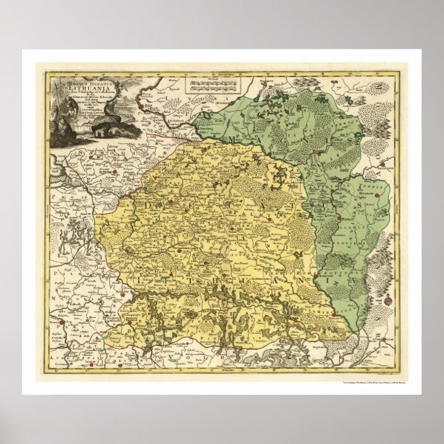 Litauen Karte 1750 Poster (Vorne)