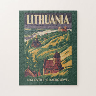 Litauen Landschaft Illustration Reise Kunst Retro