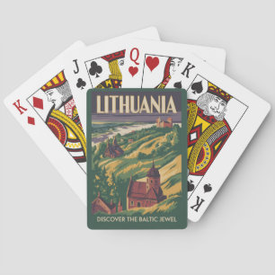 Litauen Landschaft Illustration Reise Kunst Retro Spielkarten