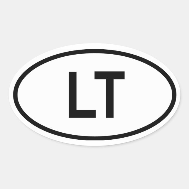 Litauen "LT" Ovaler Aufkleber (Vorderseite)
