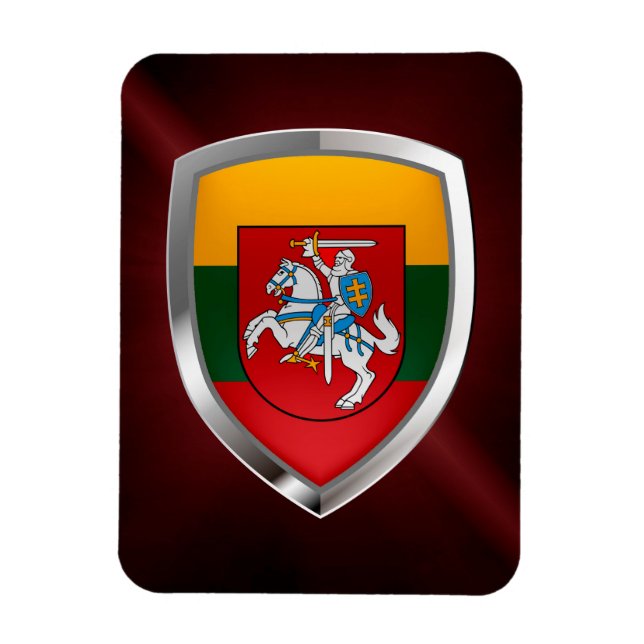 Litauen Metallisches Emblem Magnet (Vertikal)