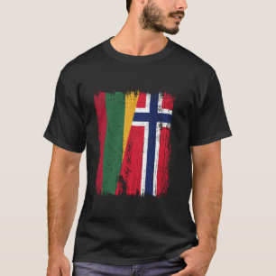 Litauen Norwegen Halbe Flagge Litauisch Norwegisch T-Shirt
