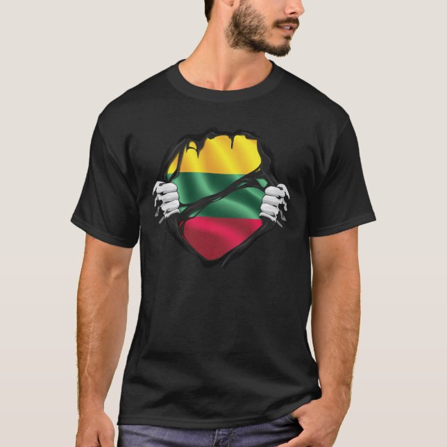 Litauen Reine Flagge Schwarz T-Shirt (Vorderseite)