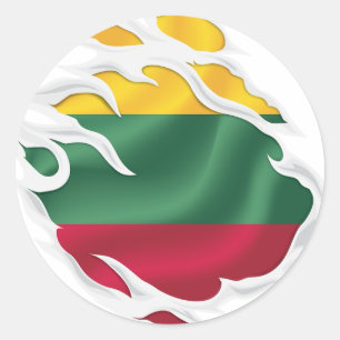 Litauen Ripped Flag Classic Round Sticker