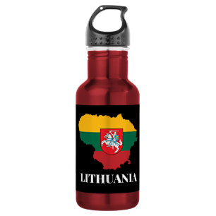 Litauen Silhouette und Flagge Edelstahlflasche