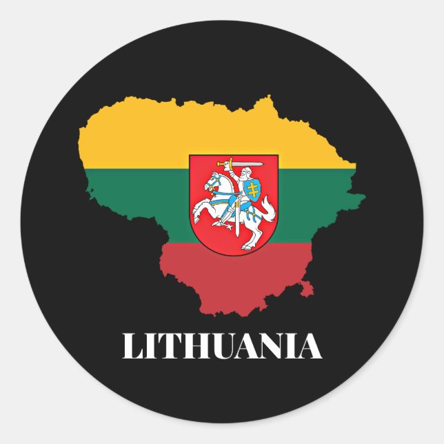 Litauen - Silhouette und Flagge Runder Aufkleber (Vorderseite)