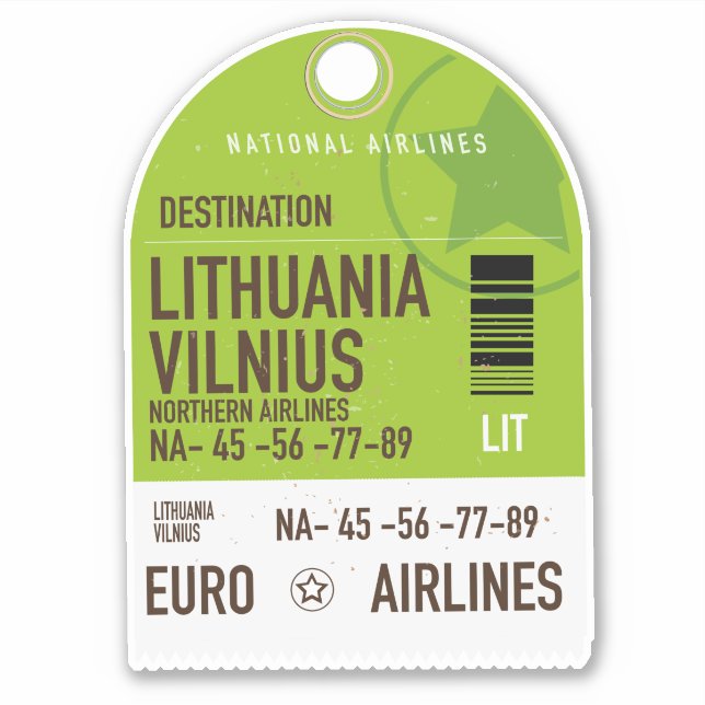 Litauen Vilnius Flugticket Aufkleber (Vorderseite)