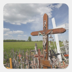 Litauen, Zentral-Litauen, Siauliai, Hügel Quadratischer Aufkleber