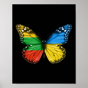Litauisch Ukrainische Flagge Schmetterling Litauen Poster