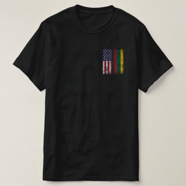 Litauische Amerikanische Flagge Litauen Lietuva T-Shirt (Design vorne)