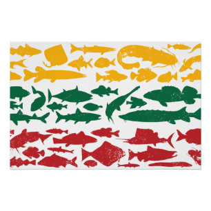Litauische Flagge aus Fisch - Fischereidesign Poster