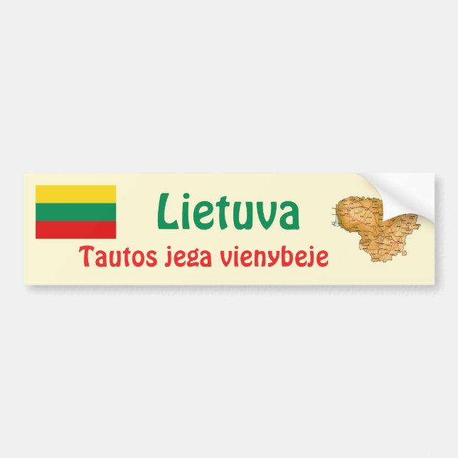 Litauische Flagge + Karte Autoaufkleber (Vorne)