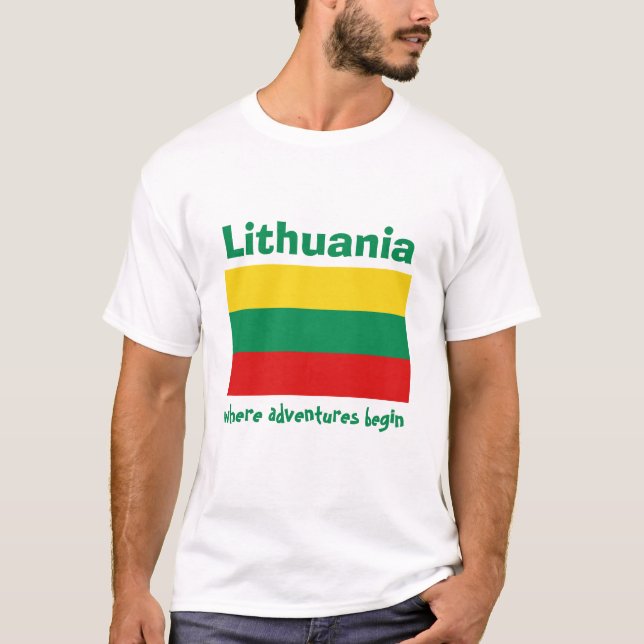 Litauische Flagge+Karte+T - Shirt (Vorderseite)