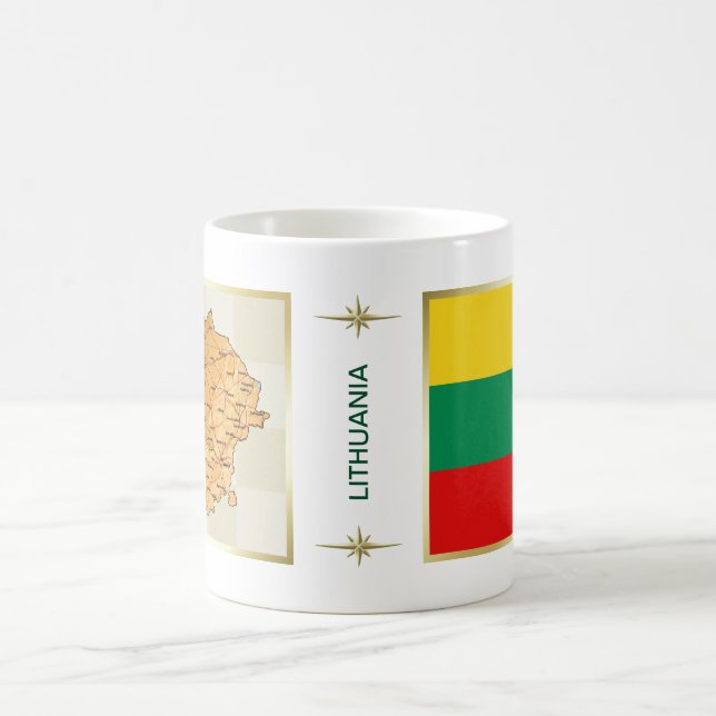 Litauische Flagge + Karte Tasse (Mittel)