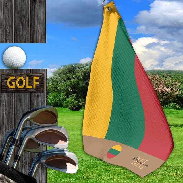 Litauische Flagge & Litauen mit Monogramm /golf Golfhandtuch (Von Creator hochgeladen)