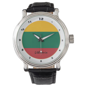 Litauische Flagge und trendige litauische Modedesi Armbanduhr