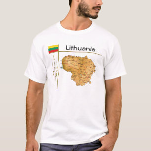 Litauische Karte + Flagge + T - Shirt