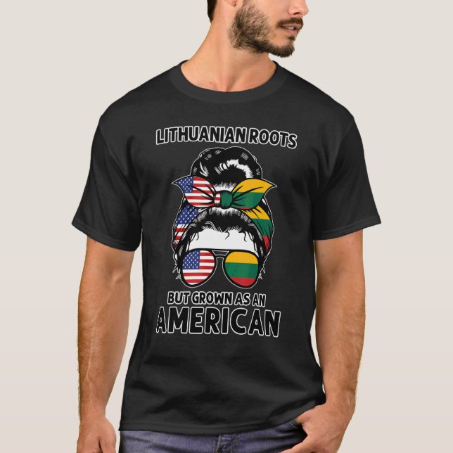 Litauische Roots Grown American Litauische Flagge T-Shirt (Vorderseite)