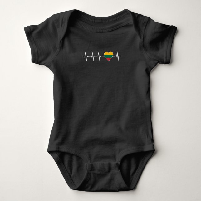 litauisches Herzschlag I Liebe Litauen Flaggenmitt Baby Strampler (Vorderseite)