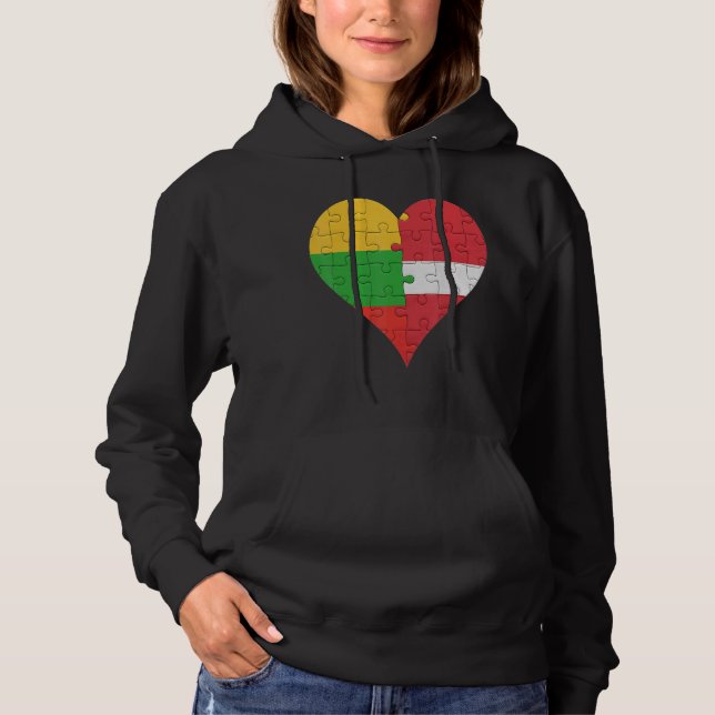 Litauisches Latein Flag Herz Hoodie (Vorderseite)